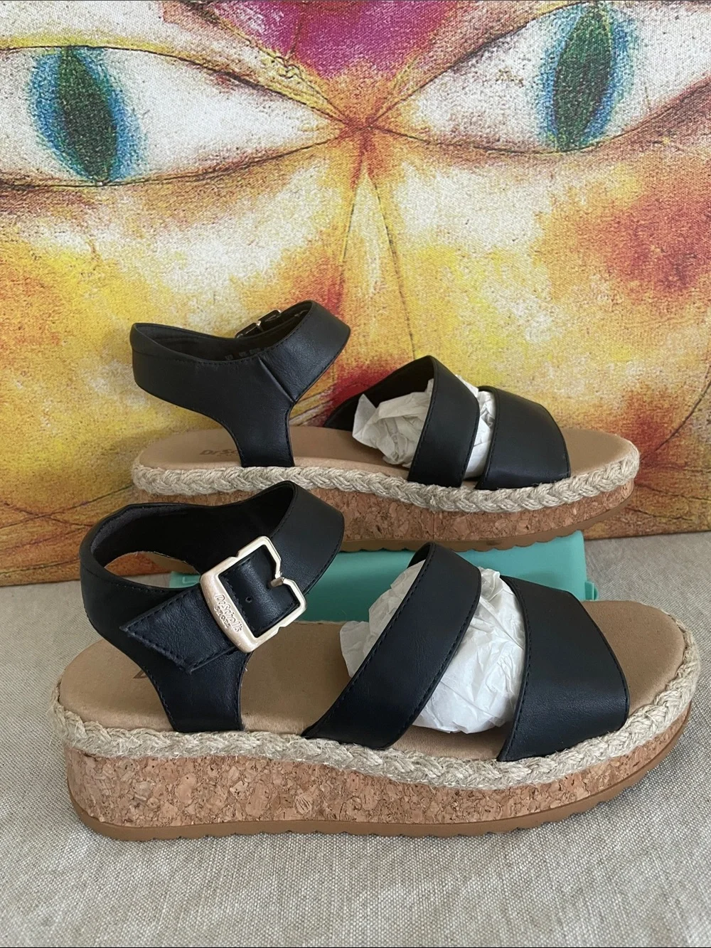 Dr.  Scholls Ellie Black Cork-Platform Wedge Sandals